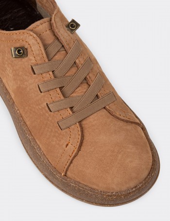 Women's Tan Suede Leather Sneakers