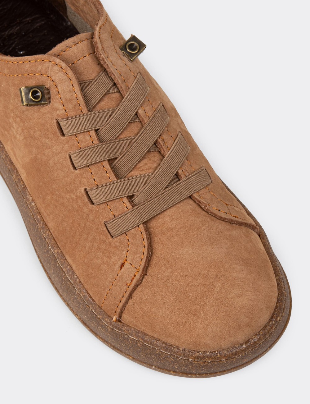 Women's Tan Suede Leather Sneakers - SE605ZTBAC01