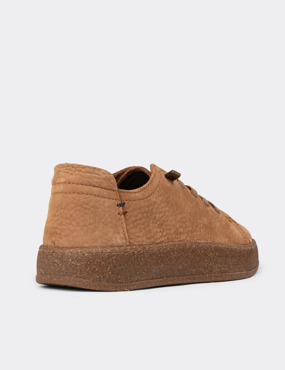 Women's Tan Suede Leather Sneakers - SE605ZTBAC01