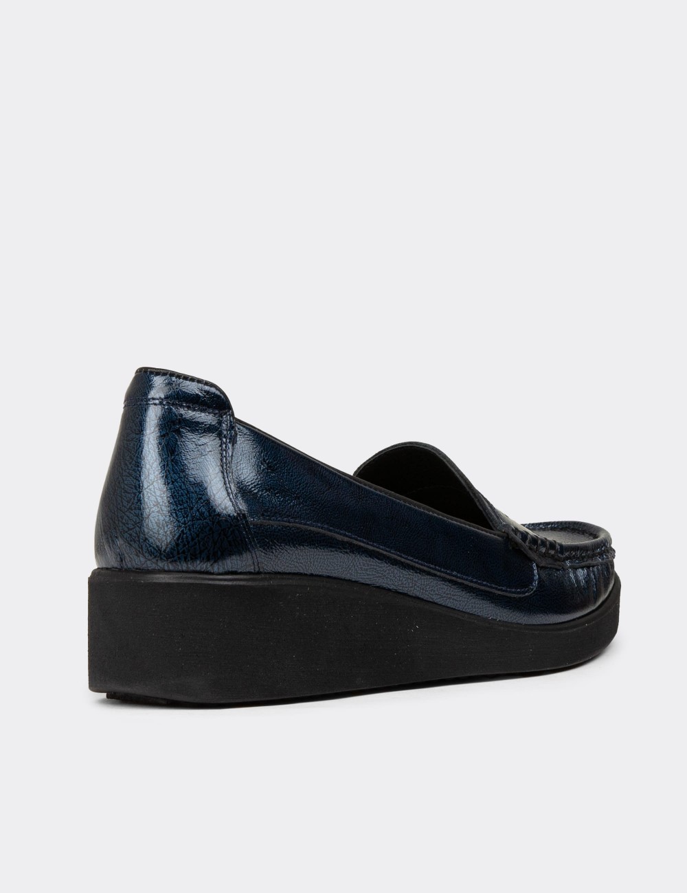 Men's Navy Leather Slip-Ons - DLV01ZLCVC01