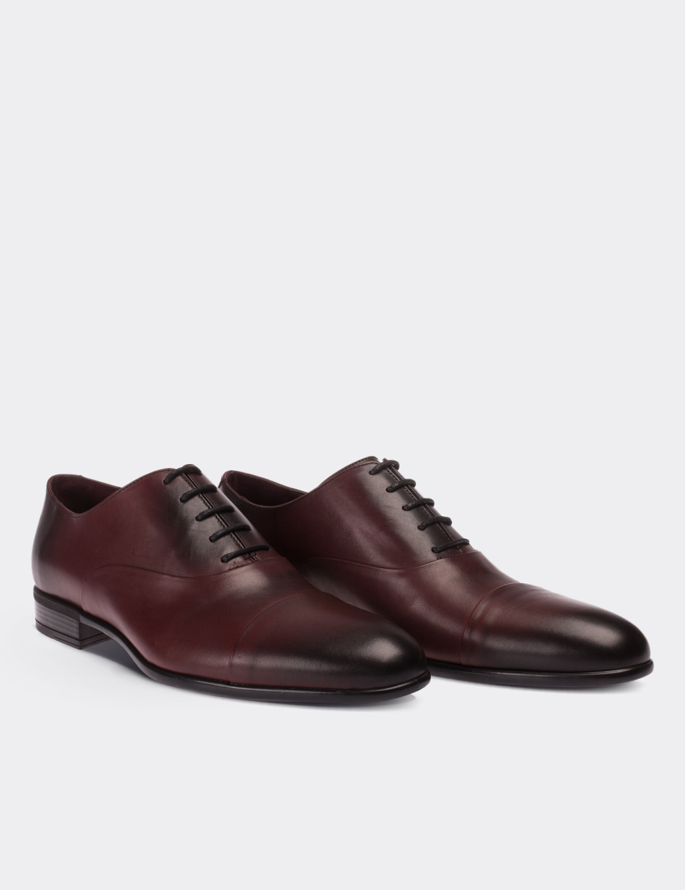 Burgundy  Leather Classic Shoes - 01026MBRDC01