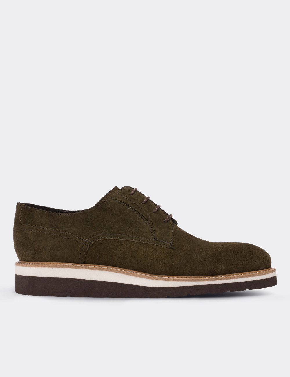 Green Suede Leather Lace-up Shoes - 01294MYSLE04