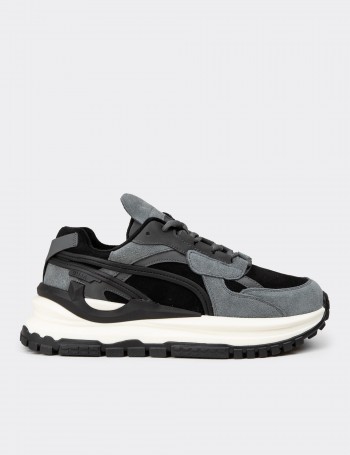 Women's Black Suede Leather Trainers