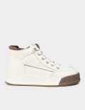 Women's High-Top White Leather Sneakers