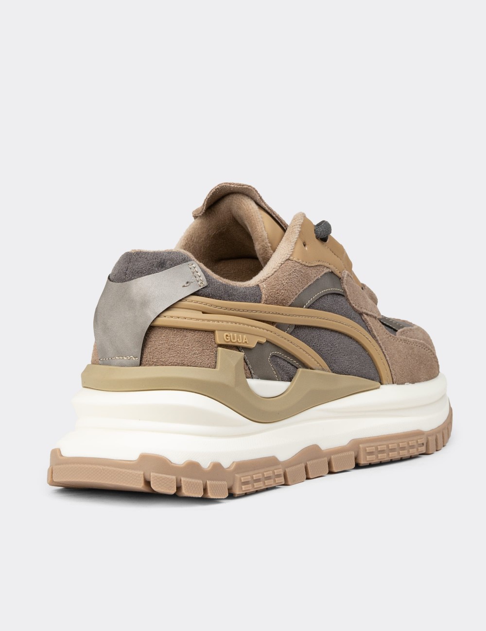 Women's Sandstone Suede Leather Sneakers - 25331ZVZNC01