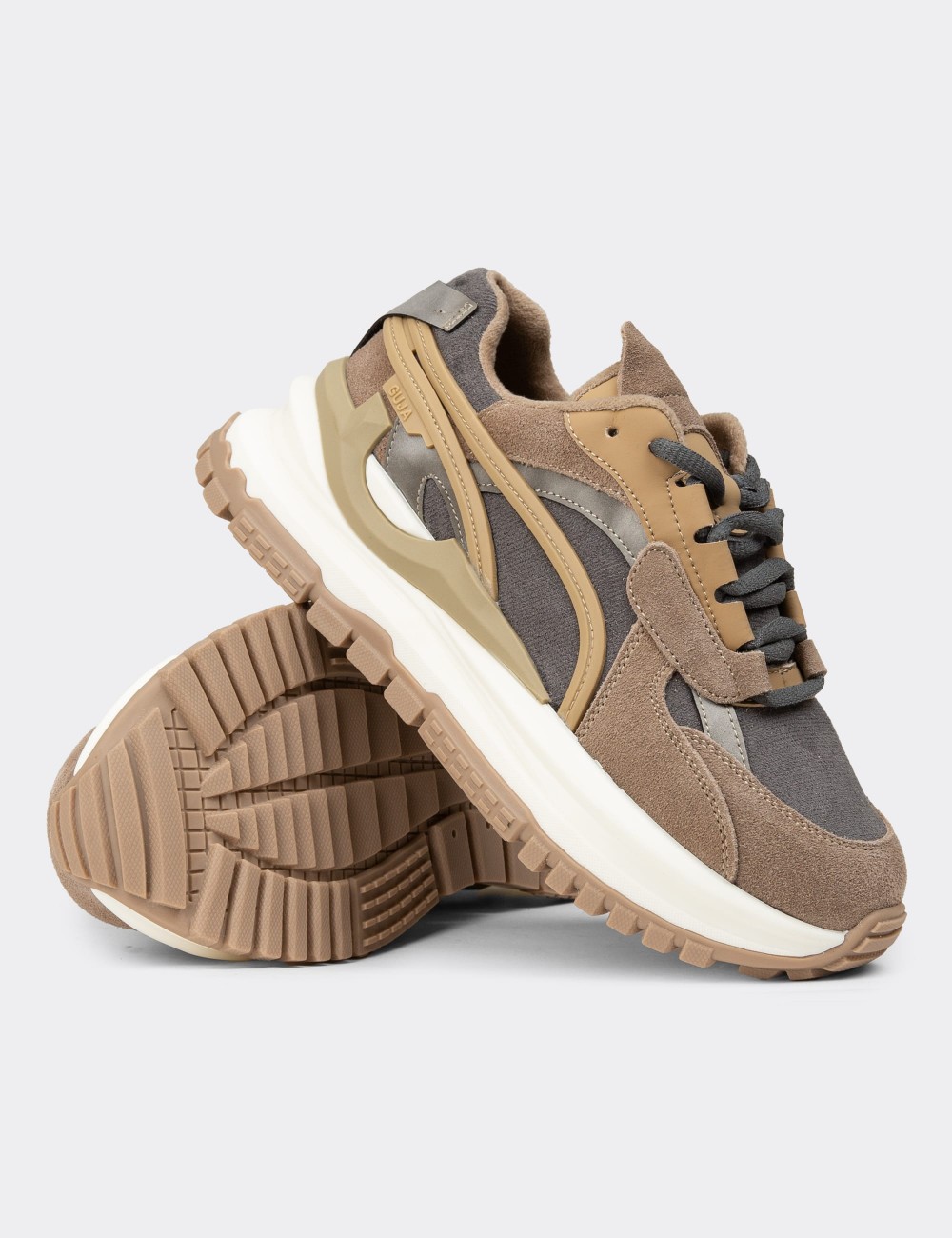 Women's Sandstone Suede Leather Sneakers - 25331ZVZNC01