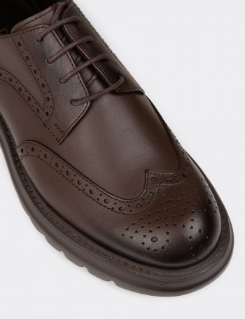 Men's Brown Leather Lace-Up Footwear