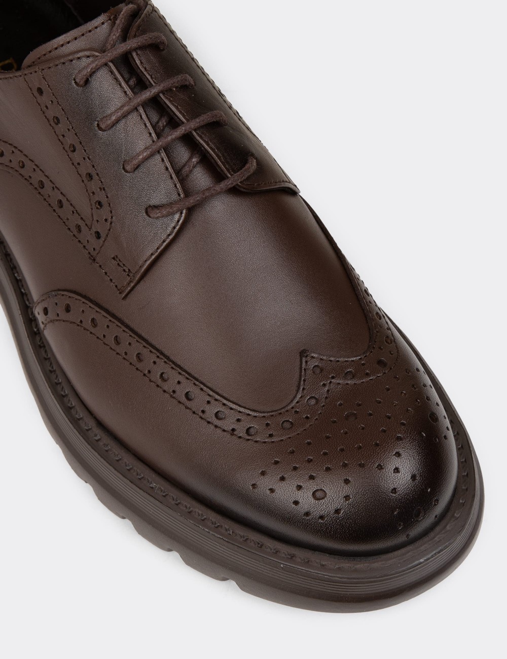 Men's Brown Leather Lace-Up Footwear - 01696MKHVE01