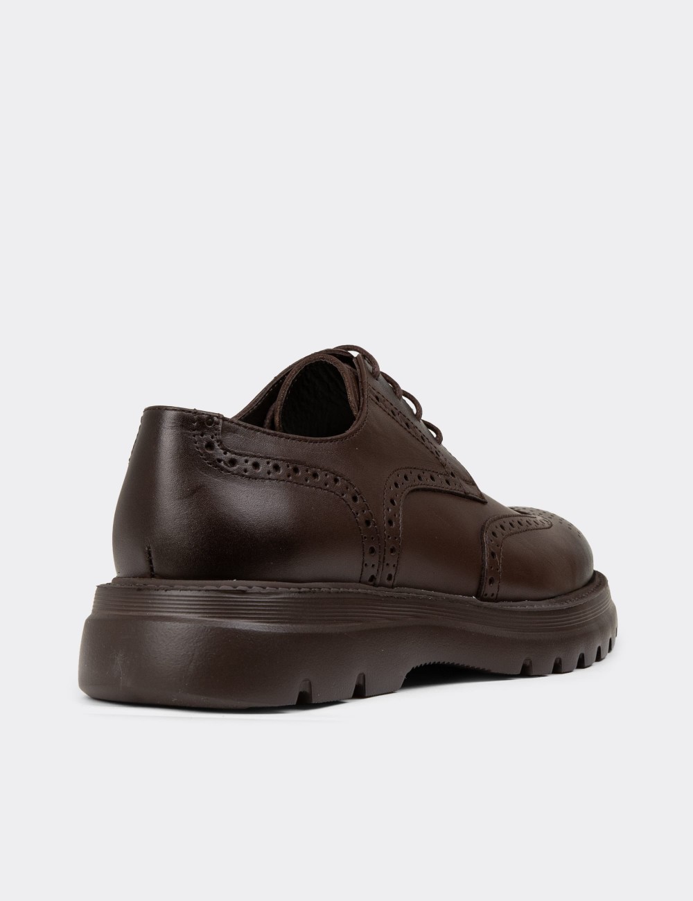 Men's Brown Leather Lace-Up Footwear - 01696MKHVE01
