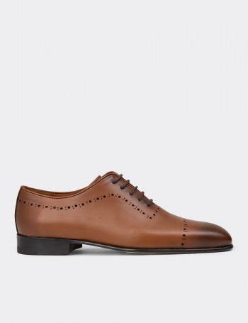 Men's Tan Leather Traditional Shoes