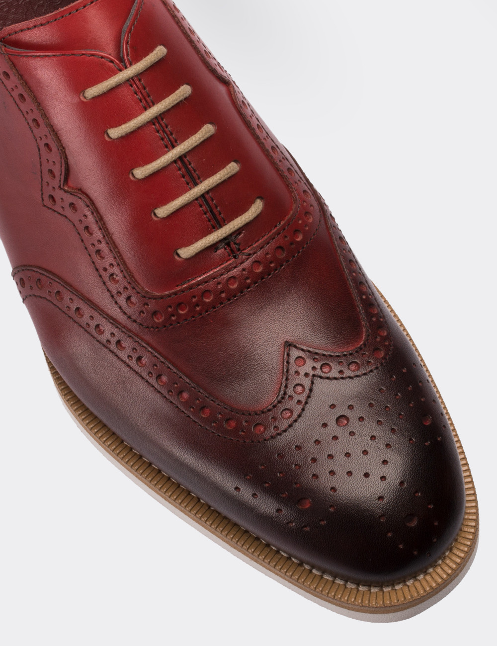 Burgundy  Leather Lace-up Shoes - 01676MBRDE01
