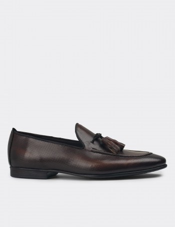 Men's Tan Leather Slip-Ons