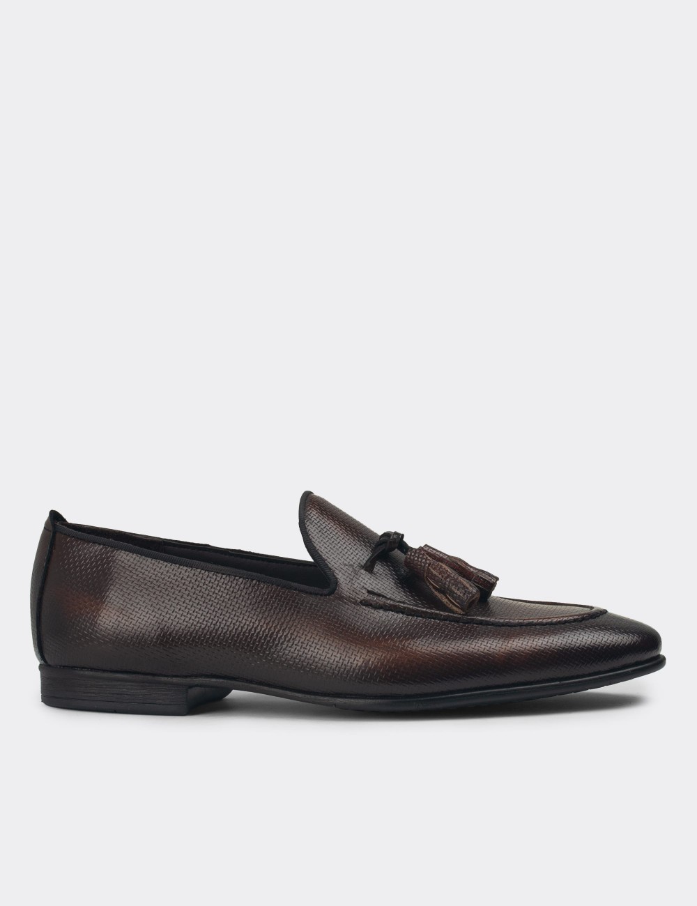 Men's Tan Leather Slip-Ons - 01701MTBAC22