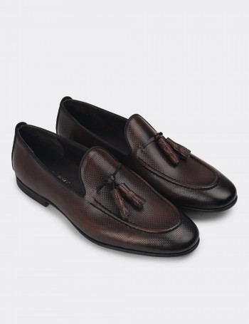 Men's Tan Leather Slip-Ons