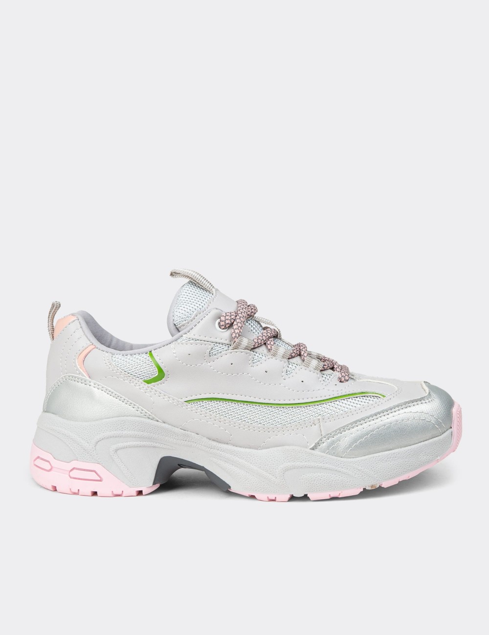 Women's Silver Sneakers - 34120ZGMSC01