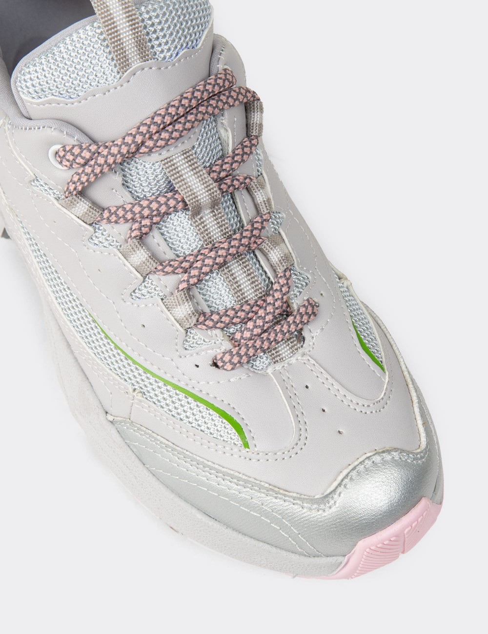 Women's Silver Sneakers - 34120ZGMSC01