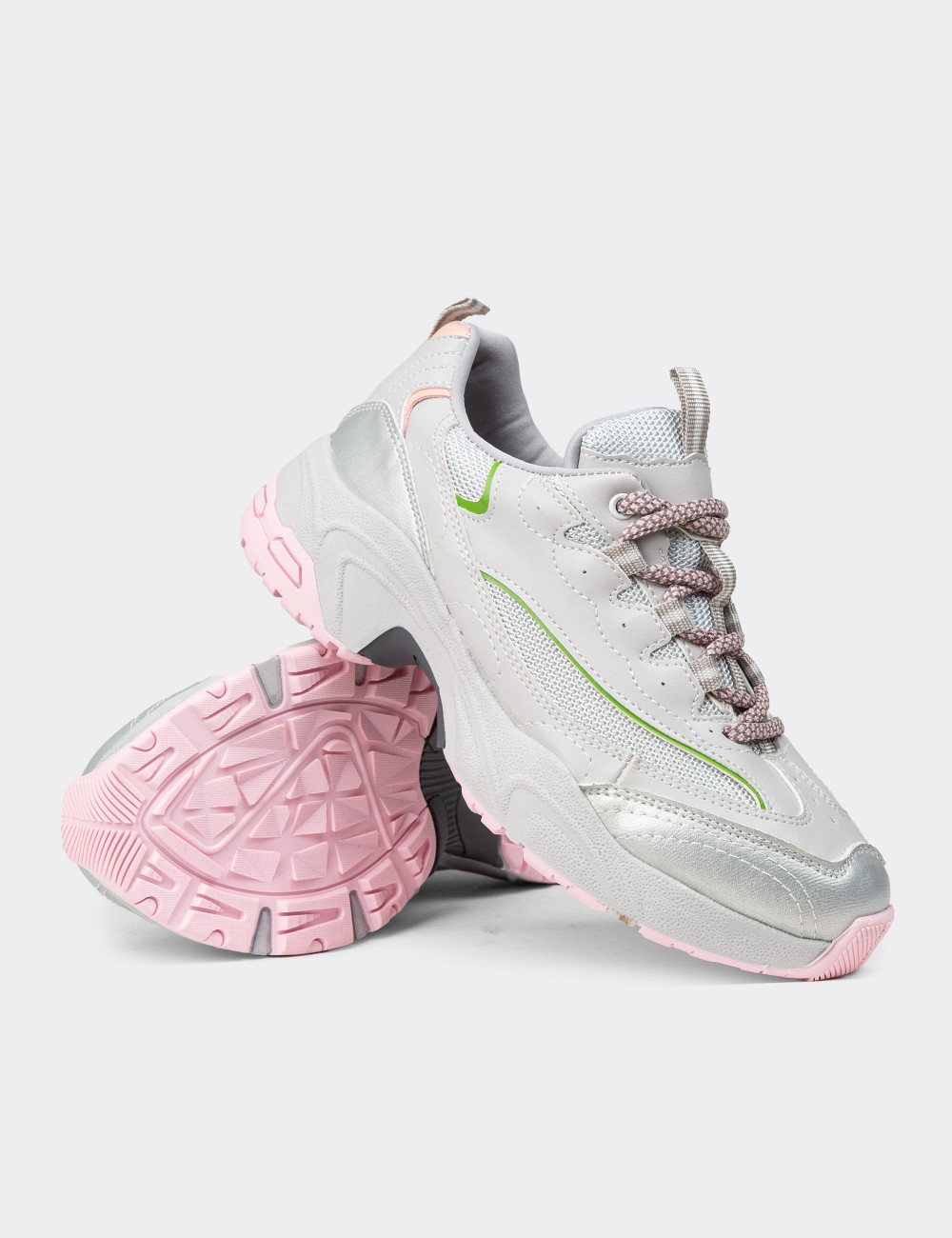 Women's Silver Sneakers - 34120ZGMSC01