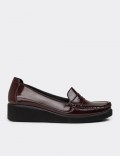 Women's Burgundy Leather Slip-On Shoes