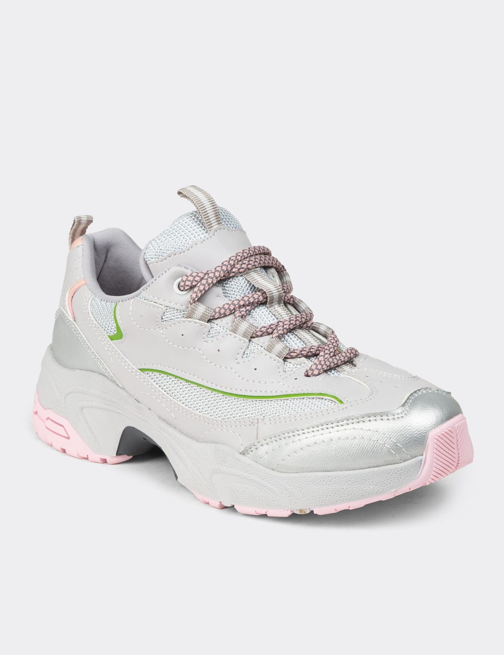 Women's Silver Sneakers - 34120ZGMSC01