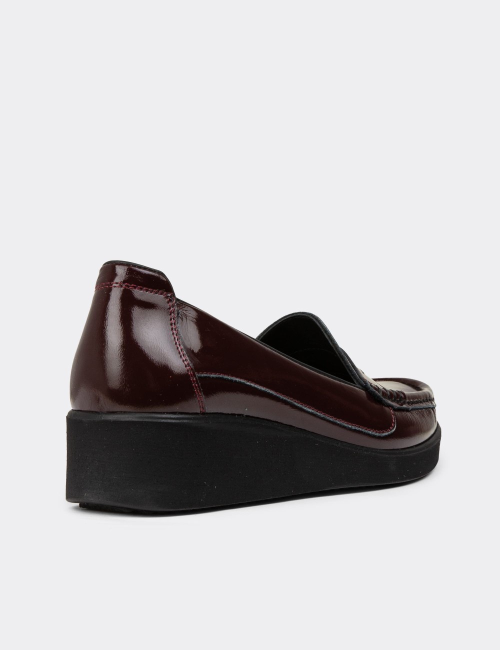 Women's Burgundy Leather Slip-On Shoes - DLV01ZBRDC01 Women's Burgundy Leather Slip-On Shoes - DLV01ZBRDC01