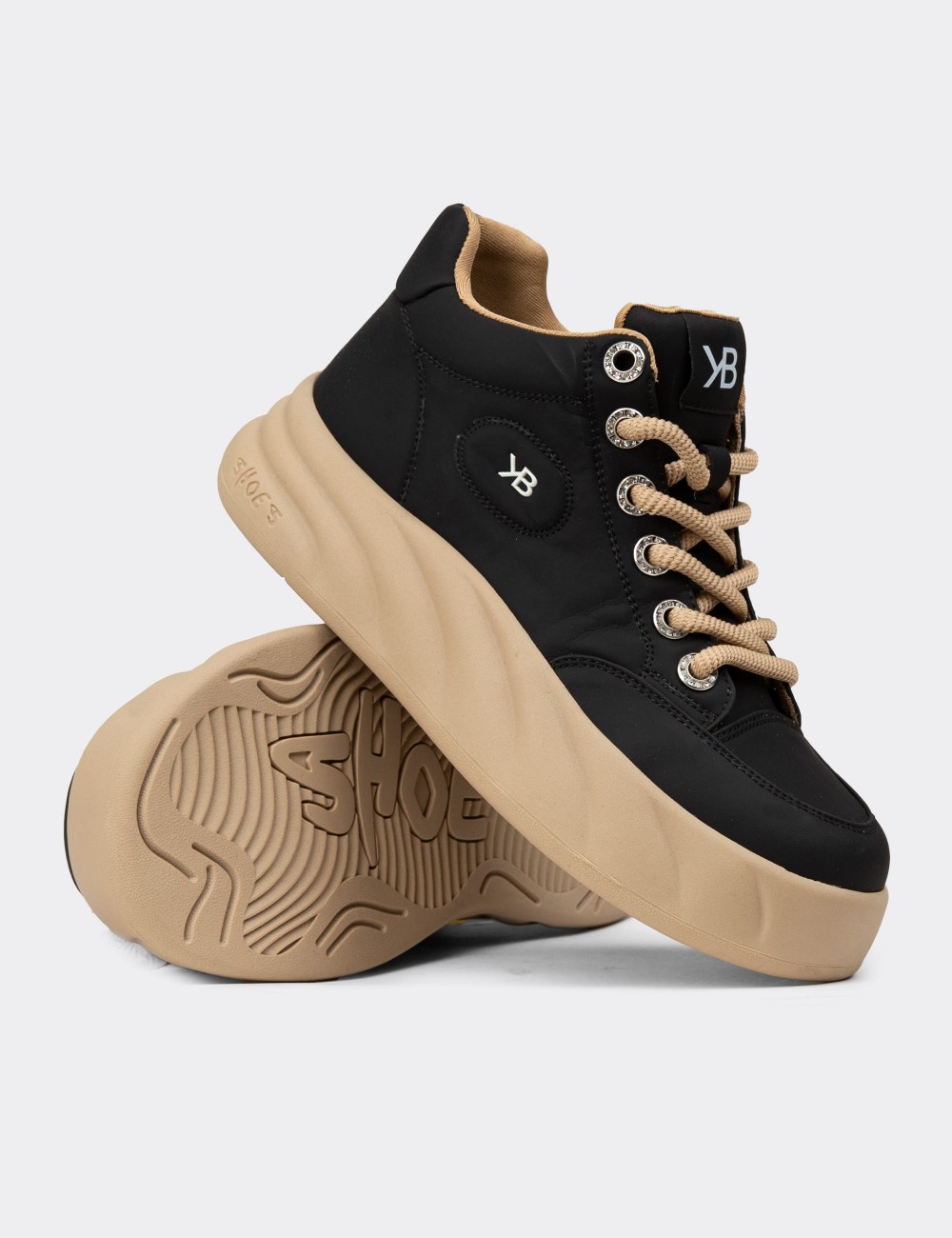 Women's High Top Black Sneakers - K1003ZSYHC01
