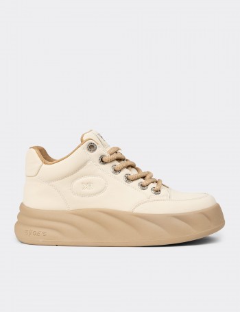 Women's High Top Beige Sneakers - K1003ZBEJC01
