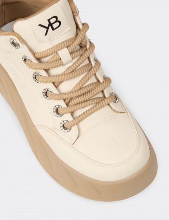 Women's High Top Beige Sneakers - K1003ZBEJC01
