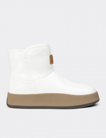 Women's White Patent Winter Boots