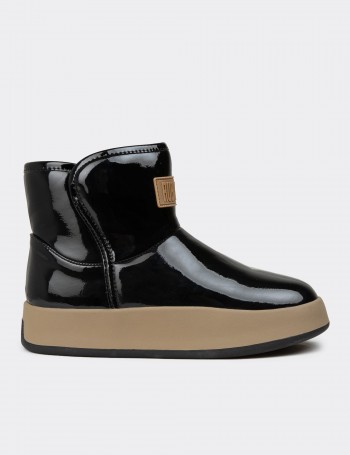 Women's Black Patent Winter Boots