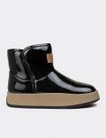 Women's Black Patent Winter Boots