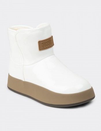 Women's White Patent Winter Boots