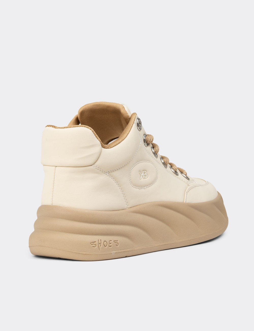 Women's High Top Beige Sneakers - K1003ZBEJC01