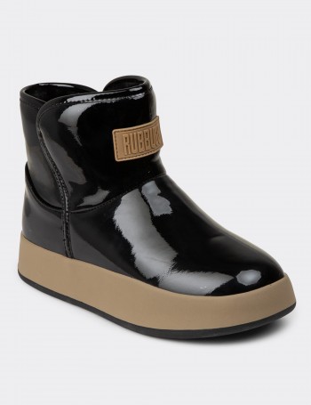 Women's Black Patent Winter Boots