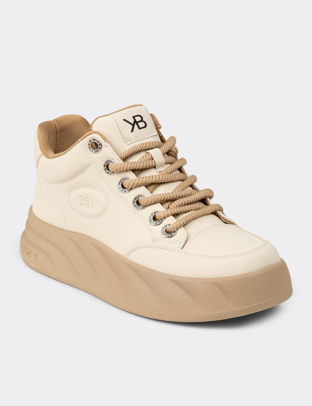 Women's High Top Beige Sneakers - K1003ZBEJC01