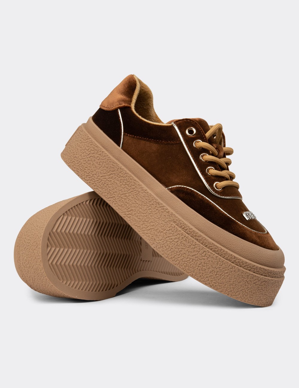 Women's Brown Sneakers - 25330ZKHVC01