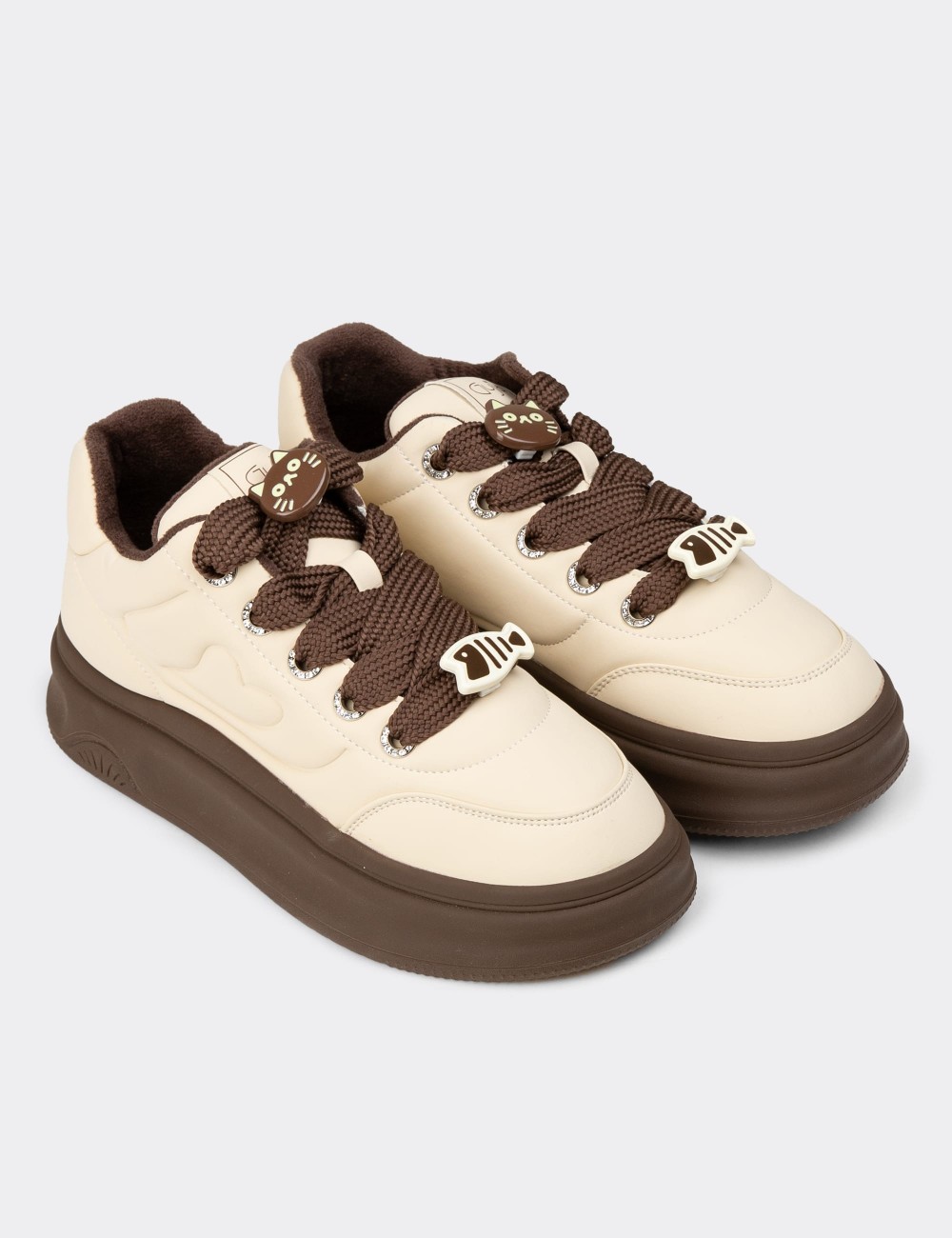 Women's Beige Sneakers - 25421ZBEJC01