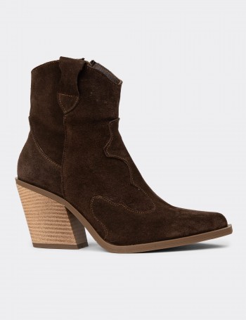 Women's Brown Suede Leather Western Boots