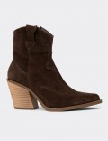 Women's Brown Suede Leather Western Boots