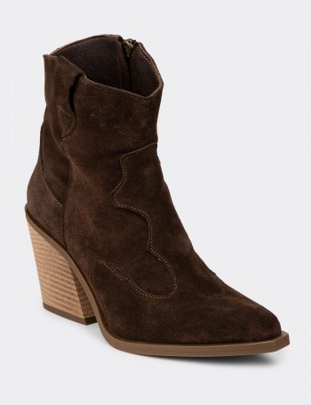Women's Brown Suede Leather Western Boots