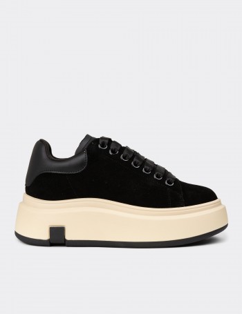 Women's Black Suede Sneakers