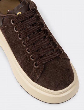 Women's Brown Suede Leather Sneakers