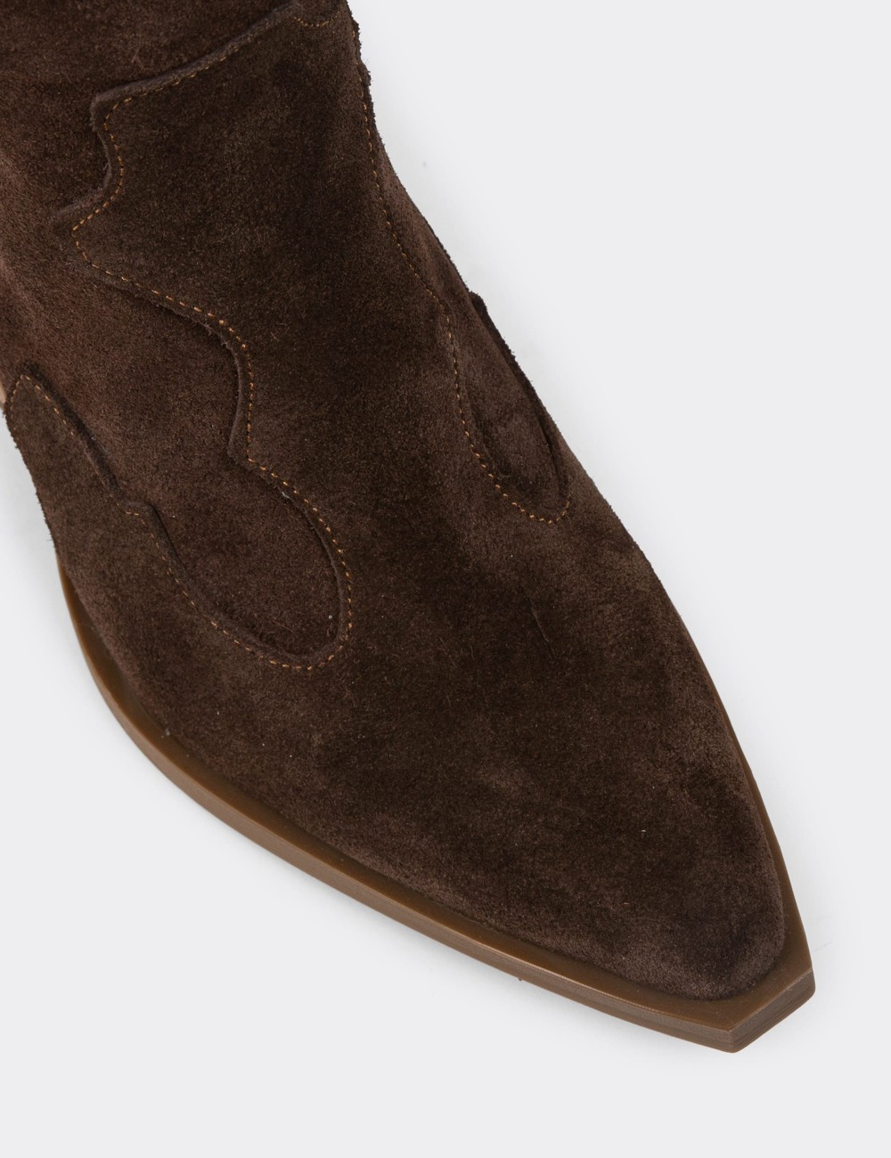 Women's Brown Suede Leather Western Boots - Z1611ZKHVC01