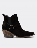 Women's Western Black Suede Leather Boots