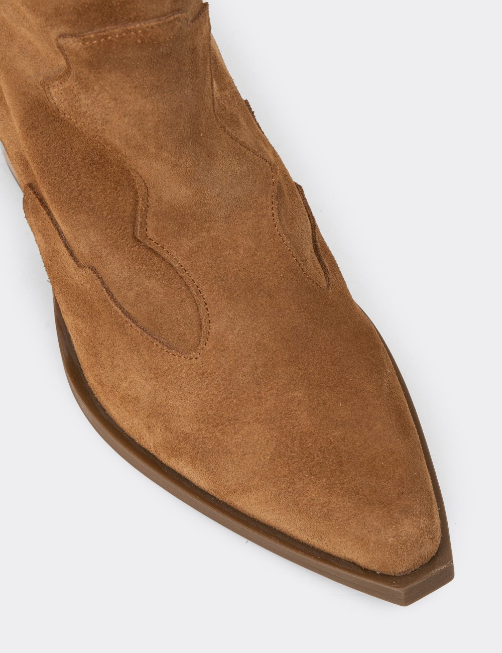 Women's Tan Suede Leather Western Boots - Z1611ZTBAC01