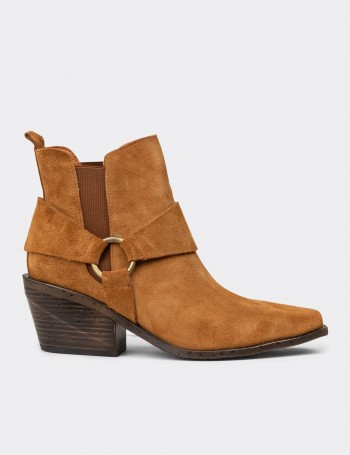 Women's Tan Suede Western Leather Boots