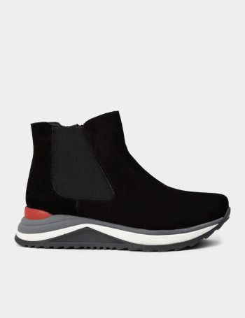Women's Black Suede Leather Chelsea Boots