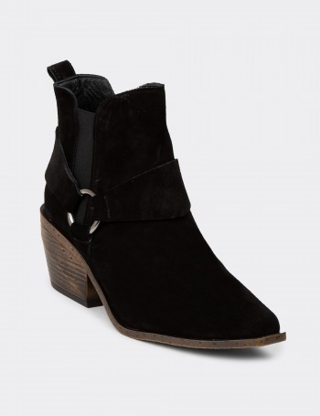 Women's Western Black Suede Leather Boots