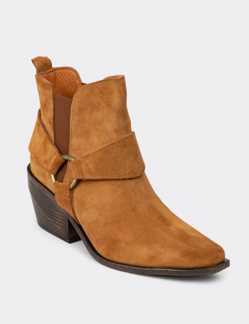 Women's Tan Suede Western Leather Boots