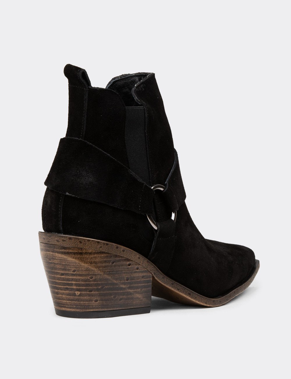 Women's Western Black Suede Leather Boots - Z1563ZSYHC01