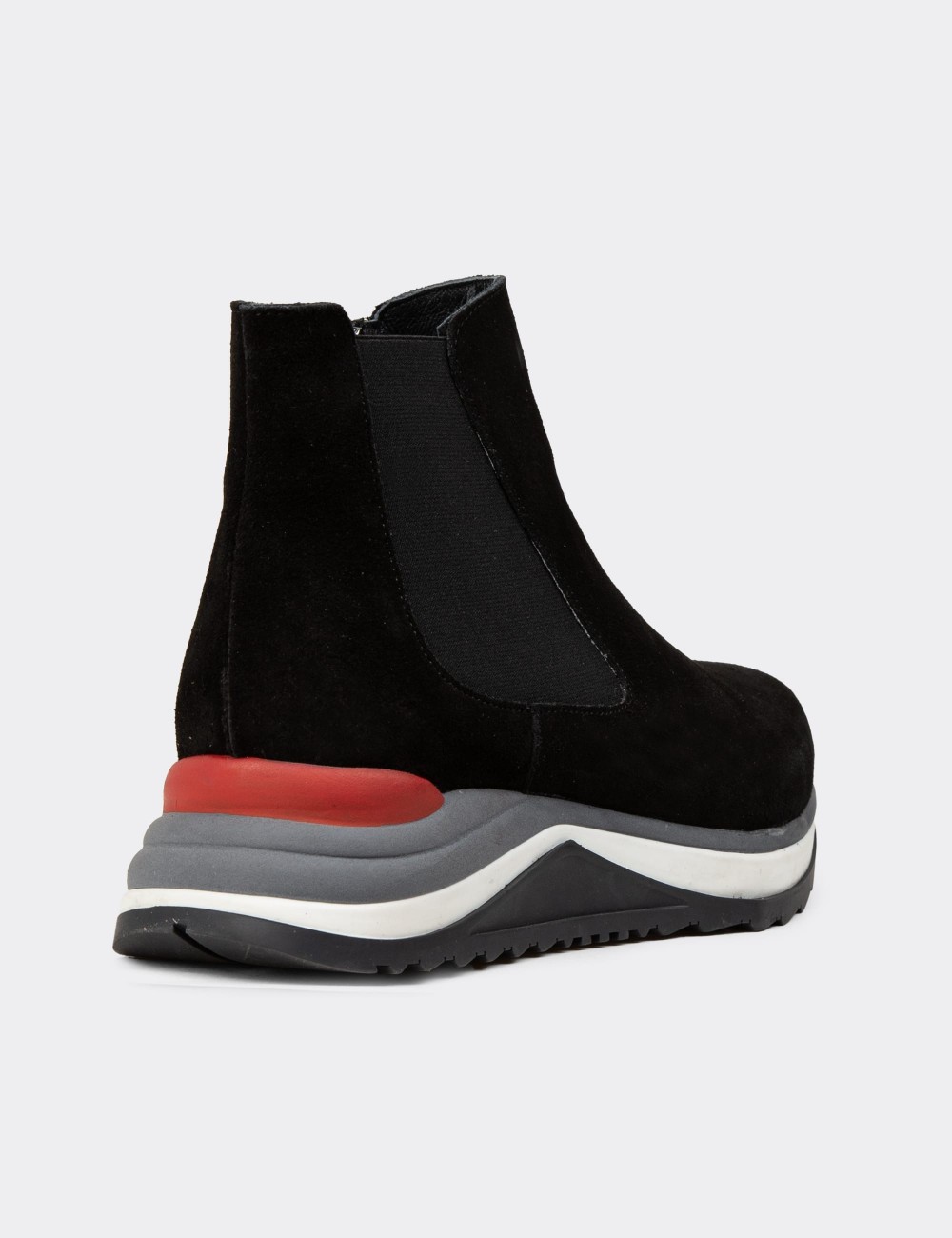Women's Black Suede Leather Chelsea Boots - Z1612ZSYHC01